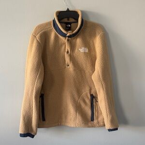 The North Face Parkview Fleece Half Snap Khaki  Navy Winter Skiing Travel Hike